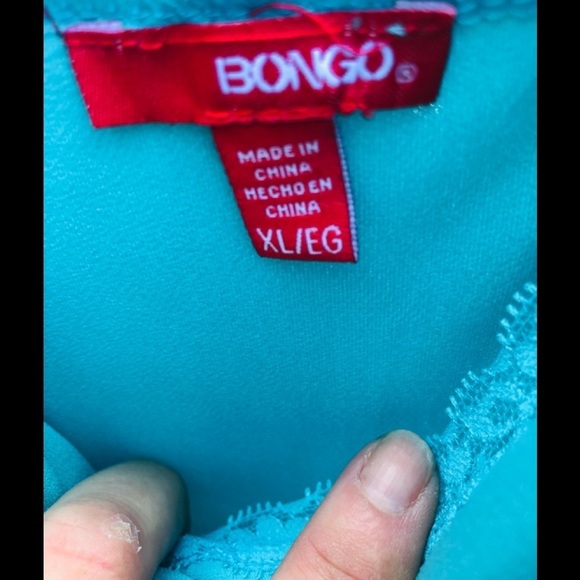 Bongo size X-Large aqua jumpsuit adjustable straps faux wrap slit leg v-neck - Picture 7 of 16